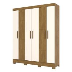 Guarda Roupa Solteiro Malbec Nature Off White 6 Portas 2 Gavetas MDP MDF Malbec Nature Off White