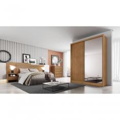 Guarda Roupa Solteiro Toledo 3 Gavetas MDF Cumaru Móveis Novo Horizonte