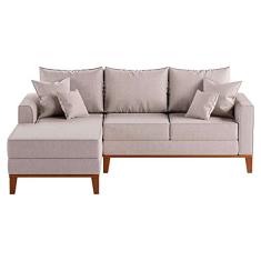 Sofá 3 Lugares Beny Com Chaise Esquerdo Linho Cru