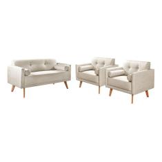 Conjunto Sofá Luma 2 Lugares + 2 Poltronas Moderna Decoração Sala Varanda Recepção