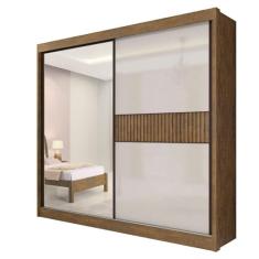 Guarda Roupa 2 portas Ripado Mdf Ypê e Off white