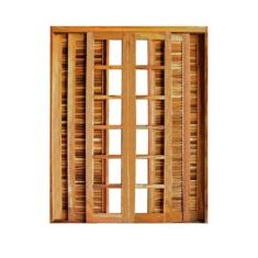 Portal Correr Veneziana 6 Folhas Itauba Reto com Fechadura 1,40 X 2,10 Rodam Natural