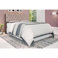 Cabeceira Box Queen Isis Chocolate Com Capitonê Bege