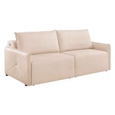Sofá 3 Lugares Retrátil Urban com USB Linho Bege Claro 200 cm - Estofa
