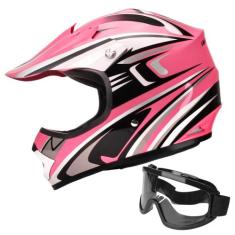 Capacete de motocross JAGASOL DOT Youth para crianças 8-14 rosa (Y-S)