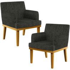 Kit 02 Poltronas Decorativas Para Sala de Estar Beatriz W01 Linho Chum