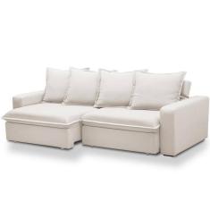 Sofá Retrátil Reclinável Para Sala De Estar Living 215cm Vêneto F04 Bouclê Cru - Lyam Decor