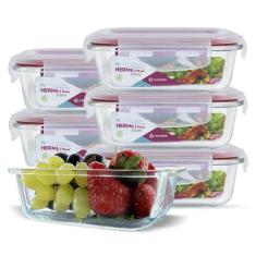 Conjunto 6 Potes Vidro Hermético Marmita Mantimentos 370ml - U4home, V