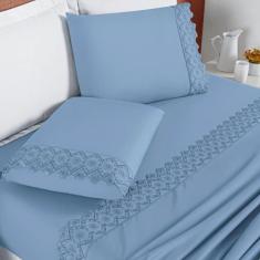 Lencol Solteiro Infantil London Bordado Inglês 200 Fios 03 pçs Macio N