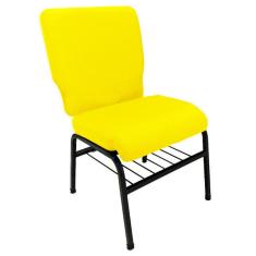 01 Cadeira para Igrejas c/ Porta Biblía e Porta Cálice Amarelo