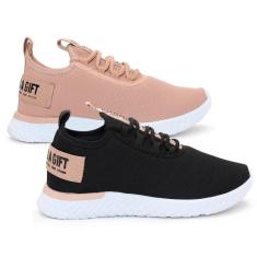 Combo 2 Pares Tênis Feminino Esportivo para Academia Treino Caminhada BF Shoes-Feminino