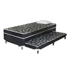 Cama Box Conjugado Solteiro com Auxiliar Espuma  0,88M Black
