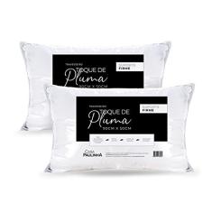 Travesseiro Toque de Pluma King Ganso Percal 180 Fios 90x50cm Lavável em Máquina, Antialérgico