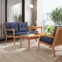 Sofá 2 Lugares Riade Acquablock Stain Jatobá/Azul