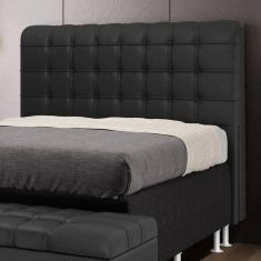 Cabeceira Estofada Rana 140 para Cama de Casal Couro Preto Aradecor