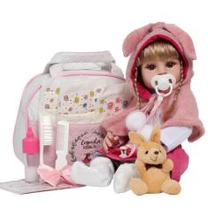 Bebê Reborn 100% Vinil Silicone Realista Fofinha Loira Fofa - Cegonha 