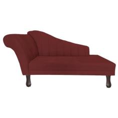 Recamier Divã Para Sala Cecilia Pés Retro Tabaco 1.60cm Suede Vermelho