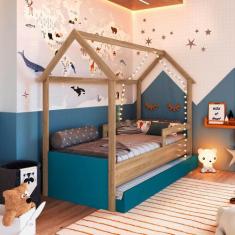 Cama Montessoriana Infantil Estilo Casinha Com Cama Auxiliar - Complet