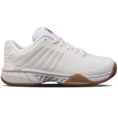 K-Swiss Tênis feminino Hypercourt Express 2 para uso interno, Branco brilhante/chiclete, 35