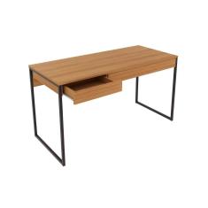 Mesa De Escritório Secretária Me4156 C- 1 Gaveta Amêndoa-preto - Tecno Mobili