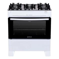 Fogão Atlas 5 Bocas Mônaco Plus Com Mesa de Vidro Top Glass Branco - Bivolt