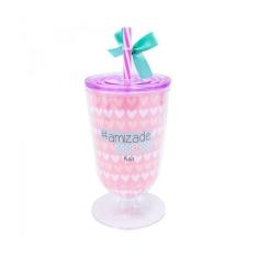 Copo Taça Com Canudo Amizade 600Ml - Projeto Kiwi