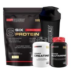 Kit Whey Protein 6 Six Protein 2Kg + Creatina 100g + Glutamina 100g + Coqueteleira - Bodybuilders-Unissex