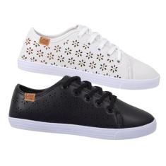 Kit 2 Pares Tênis Casual Feminino Sapatilha Sapatenis Leve Confortável
