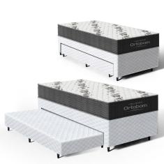 Cama Box com Colchao de Espuma D33 Ortobom Airtech 100 + Auxiliar de Espuma Unique Solteiro 88cm