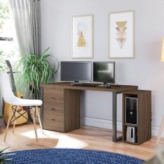 Mesa para Escritório Diretor Frame 150cm com Gaveteiro e Suporte para CPU Kappesberg Carvalho/Munique