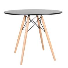 Mesa Redonda 70cm Tampo em MDF Pés em Madeira Eames Dsw Preto