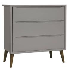 Cômoda Gaveteiro Infantil Theo Cinza Com Pés Amadeirado - Reller