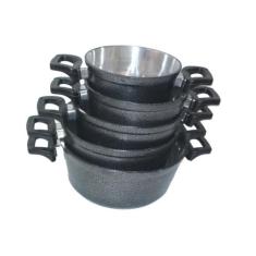 Jogo Panelas Tampa Vidro Alumínio Batido Cinza Craqueado - Continental