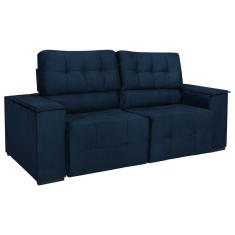 Sofá Cama Retrátil Sala Vicenza Vicenza 210cm Suede Cor Azul Marinho