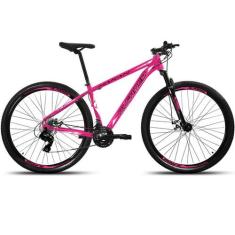 Bicicleta Aro 29 Alfameq Makan 24 Marchas Freio a Disco, Rosa, Preto, 