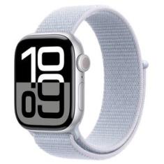 Apple Watch Series 10 (GPS & Cellular 42 mm) Caixa de Alumínio Prateada, Pulseira Loop Esportiva Nuvem Azul