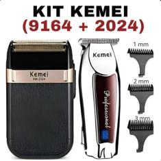 KIT Cabeleireiro PRÓ Máquininha KEMEI 9164 + 2024 moderno - LIPPIN
