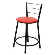 Banqueta Baixa Epoxi Preta - Lamar Design, Vermelho