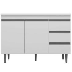 Balcão de Pia 100 cm Adriana 2 Portas e 3 Gavetas Branco
