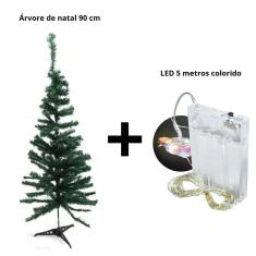 Árvore De Natal 90Cm 80 Galhos Com Pisca Colorido A Pilha