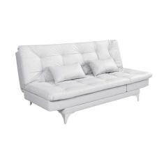 Sofá-Cama Casal 3 Lugares Versátil Corino Branco - Império Estofados