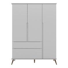 Guarda Roupa Infantil Retrô Alice 3 Portas e 2 Gavetas Cinza - PR Baby