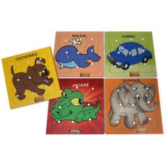 Quebra Cabeça Animais Com Pinos-Kit 5 Modelos Jottplay