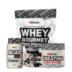 Kit Whey Protein Refil + Creatina 300g + BCAA 100 cáps Gourmet - FN Forbis Nutrition-Unissex