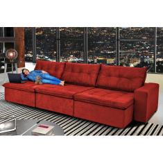 Sofá Austrália 4,12 Mts Retrátil, Reclinável Com Molas e Pillow no Assento Tecido Suede  - Cama InBox