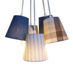 Lustre Pendente 5 Cúpulas Cacho Crie Casa Jeans e Bege