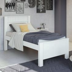 Cama de Solteiro Madeira em MDP e MDF Branco Athenas Lopas