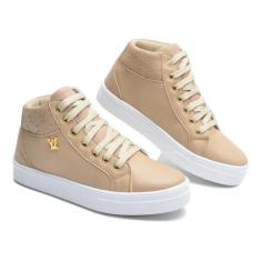 Tenis Academia Botinha  Super Confortavel - gts, Bege, 34