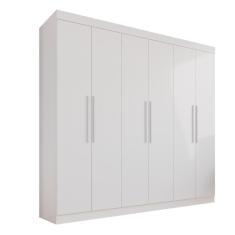 Guarda-roupa Casal 6 Portas 4 Gavetas Roma Neve