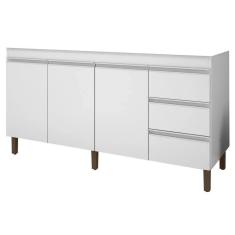 Balcão Gabinete Para Pia 159cm Karen 3 Portas P14 Branco - Mpozenato